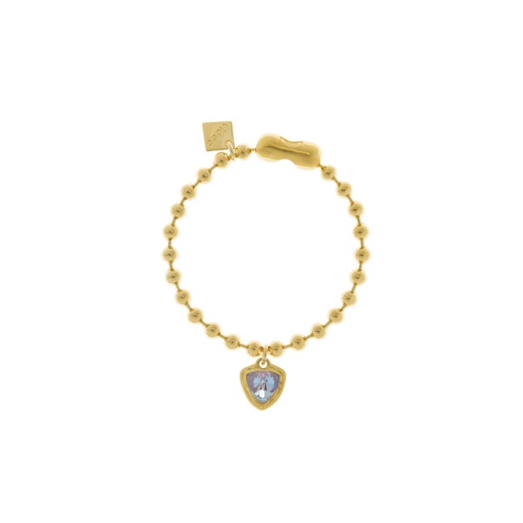 Gold Ball Chain Bracelet, Gold plated ball bracelet with one triangle crystal - Picture 8 of 8
